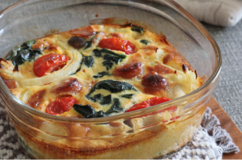 トマトとほうれん草の簡単キッシュ